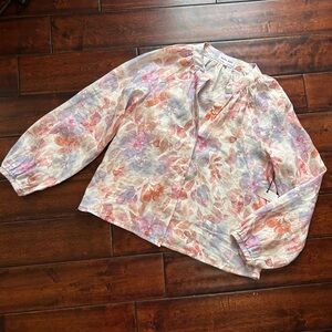 NWT Bella Dahl Linen Floral Button-Up Blouse